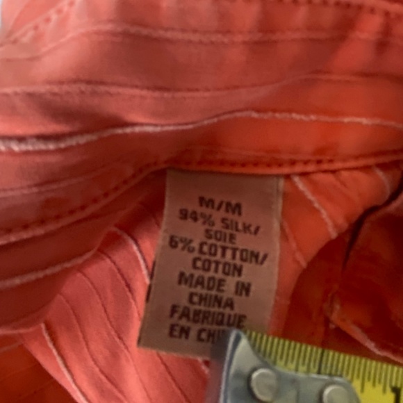 Tommy Bahama 94% Silk Short Sleeve Shirt Orange, Size Medium - Picture 5 of 6